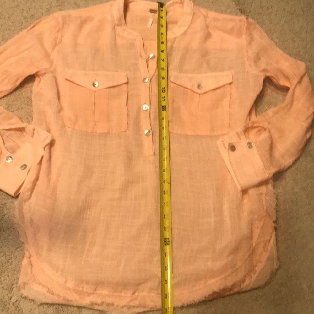 Free People Talk To Me Crinkled Frayed-Hem Shirt - Picture 6 of 8